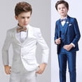 thumbnail image 2 of Conjunto de 3 piezas de chaleco y pantalón blanco para niños, traje para bautismo, boda, graduación, vestido elegante para bebés y adolescentes, disfraz de fiesta, 2 of 5