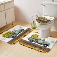 thumbnail image 4 of Summer Truck Sunflower Bathroom Rugs Set Country Farm Yellow Flower Leaf Butterfly Non Slip Absorbent Soft Bath Mats 3 Piece Set with Bathroom Rug, U-Shaped Floor Mat, Toilet Seat Cover Small Size, 4 of 9