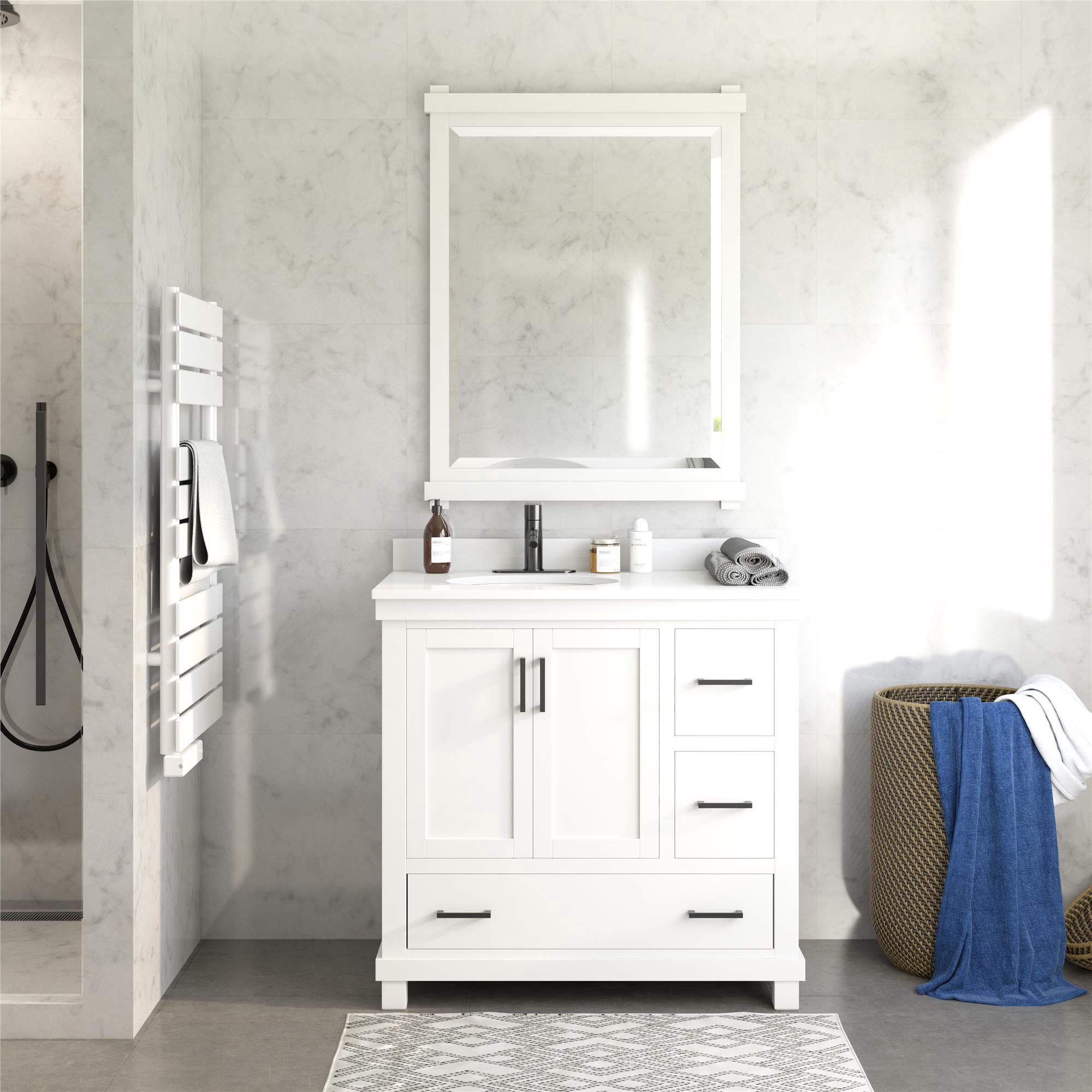DHP Sunnybrooke 36 Inch Bathroom Vanity with Sink, White