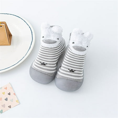 

Boys Girls Animal Cartoon Socks Shoes Toddler Fleece WarmThe Floor Socks Non Slip Prewalker Shoes