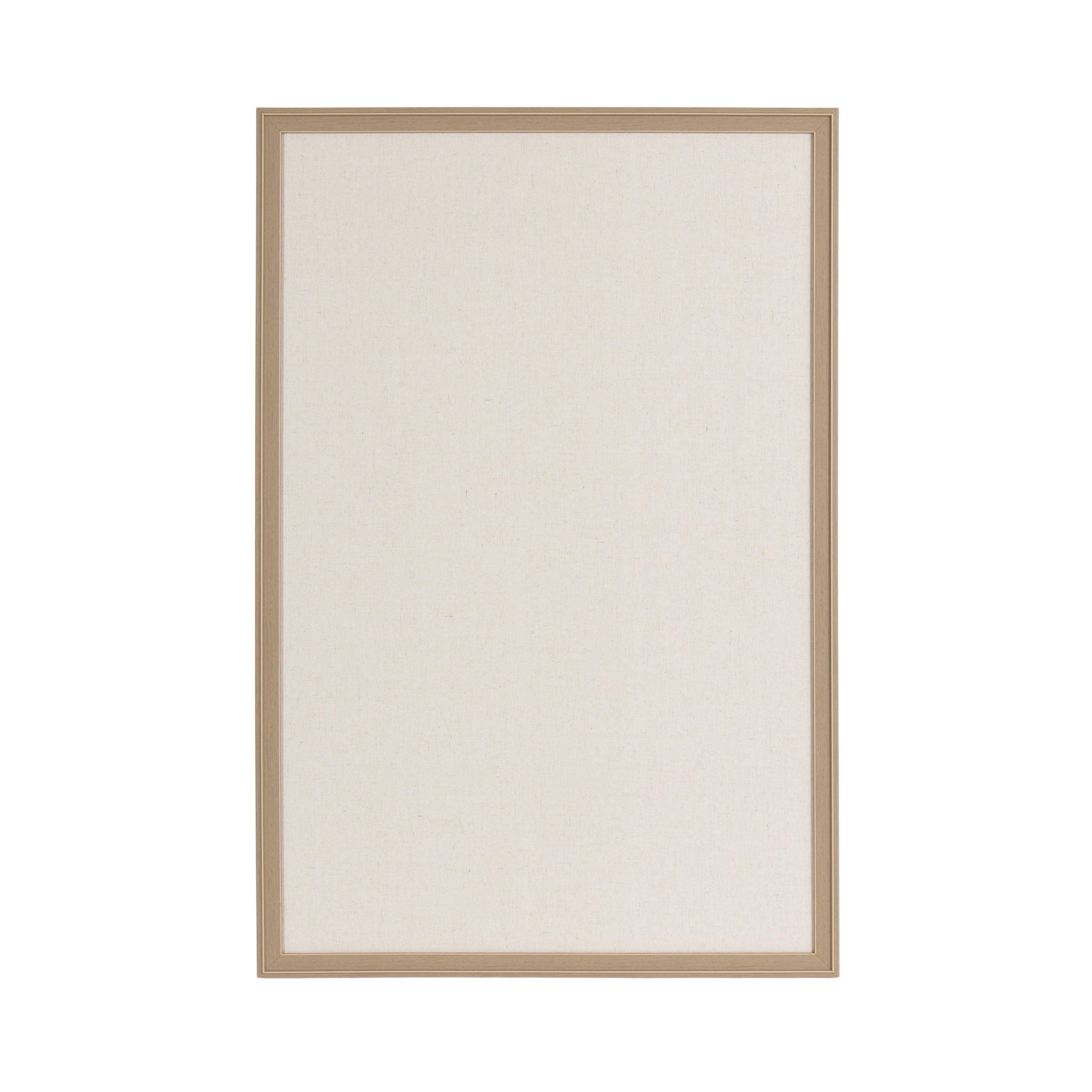 Kate and Laurel Oakhurst Rectangle Framed Linen Fabric Pinboard, 24 x 36, Light Tan, Traditional Decorative Bulletin Board with Stepped Profile and Lightly Distressed Finish