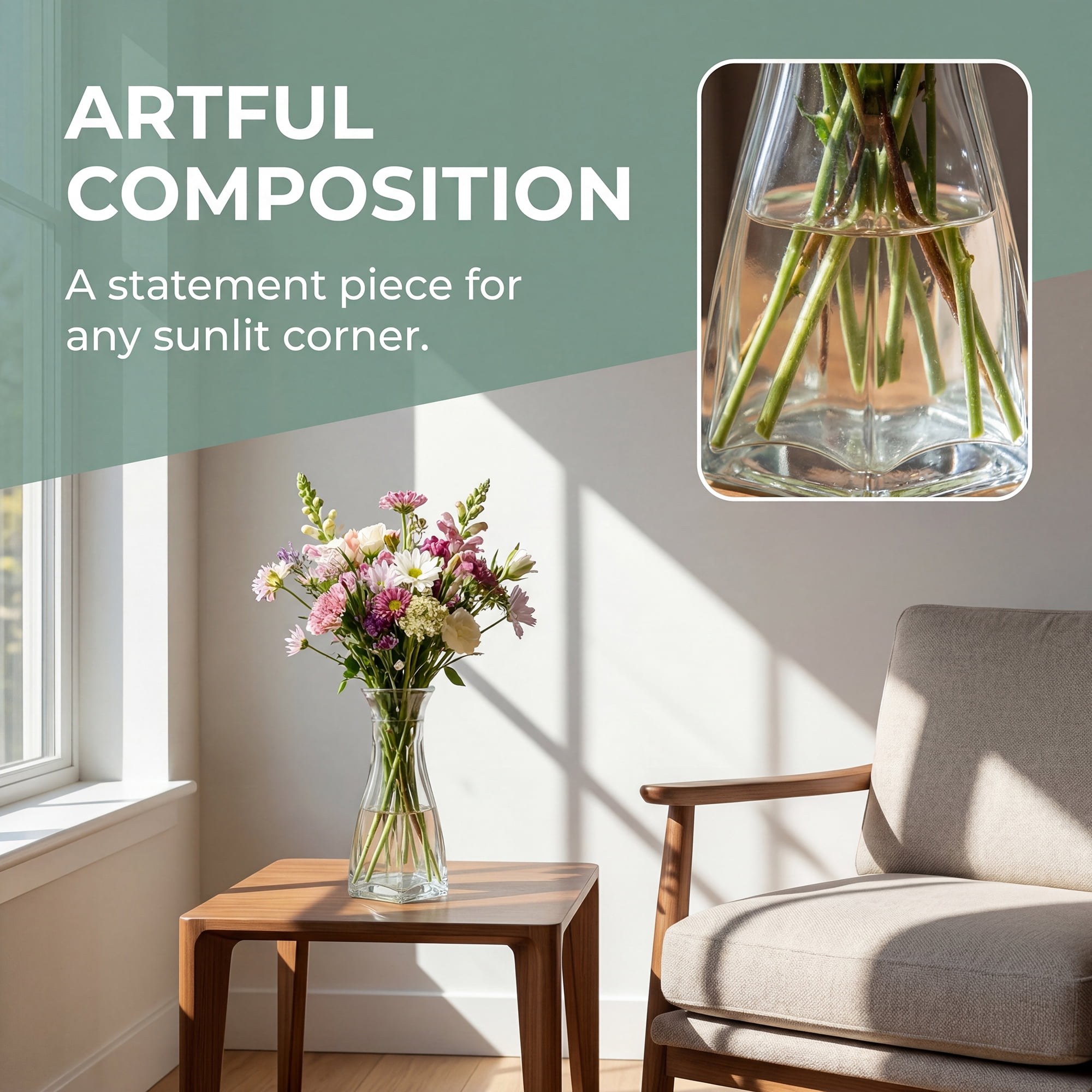 Unique Bargains Glass Bud Vases Set for Small Flower Vases Clear 2.2"L x 2.2"W x 3.1"H