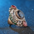 thumbnail image 2 of Anillo para mujer - Anillo de piedras preciosas multicolor estilo turco chapado en oro antiguo de tamaño grande de 42 mm Joyería para mujer, 2 of 4