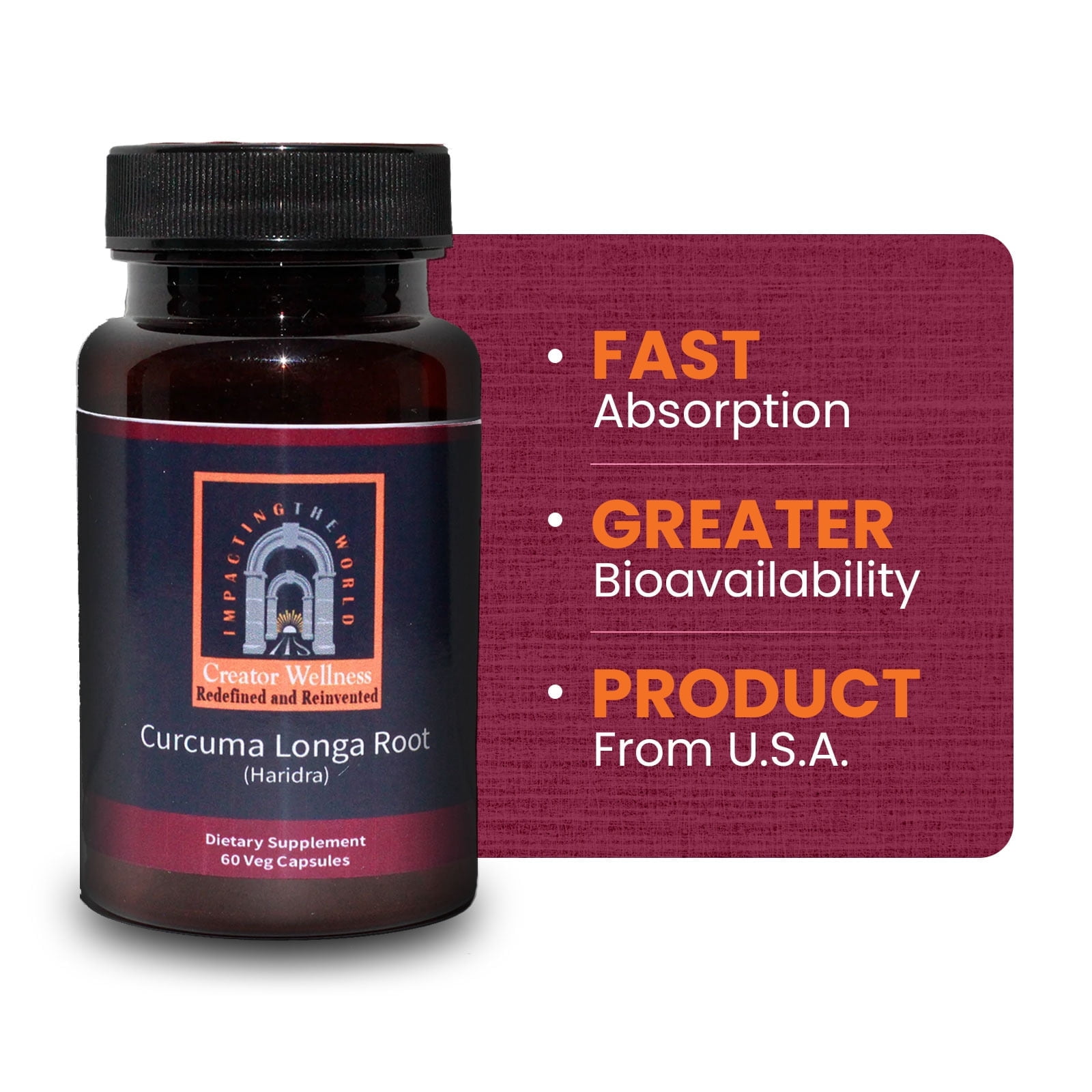 Curcuma Longa Turmeric | 225mg Root Extract | Curcuma Longa Root | 60 Veg Capsules