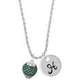 thumbnail image 1 of Delight Jewelry Silvertone Green Crystal Sparkle Spinner Silvertone Script Initial Disc - H - Charm Necklace, 20"+3", 1 of 4