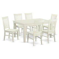East West Furniture Weston 7-piece Wood Table and Dining Chair Set in White