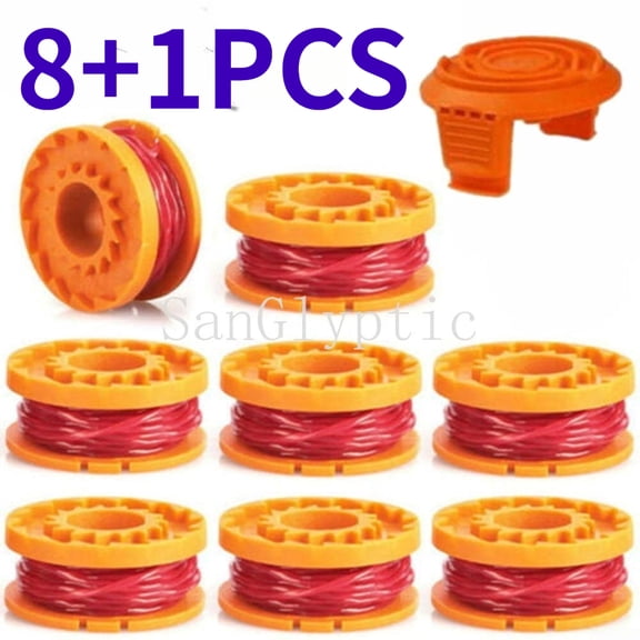SanGlyptic 9 Pack Trimmer Line Replacement, 0.065 Inch x 10 ft Pre-Cut Round String Trimmer Line For WORX WA0010 By PULMCheerger