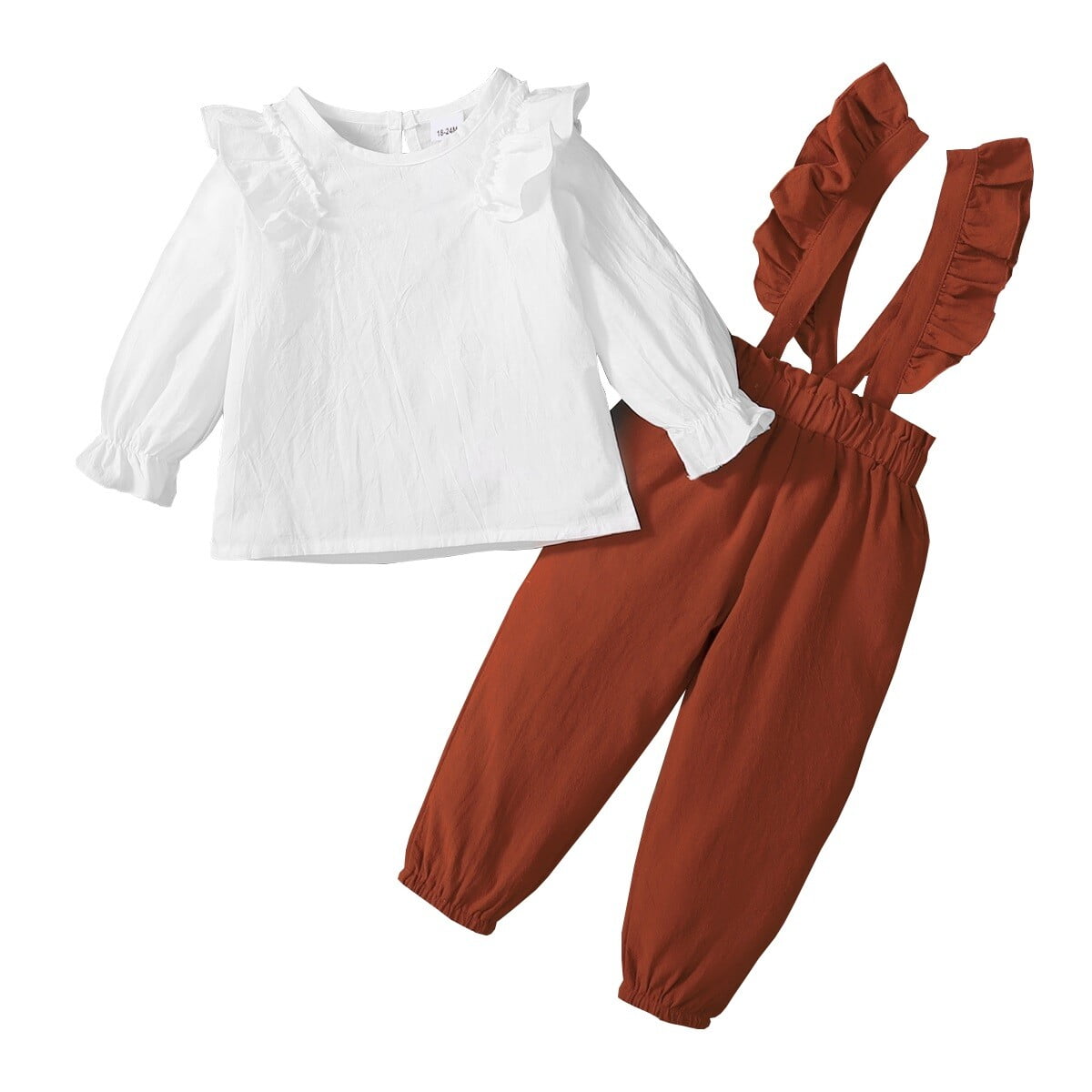 Baby Girl Clothes Baby Girl 2PCS Outfits Ruffle Long Sleeve Tops Strap