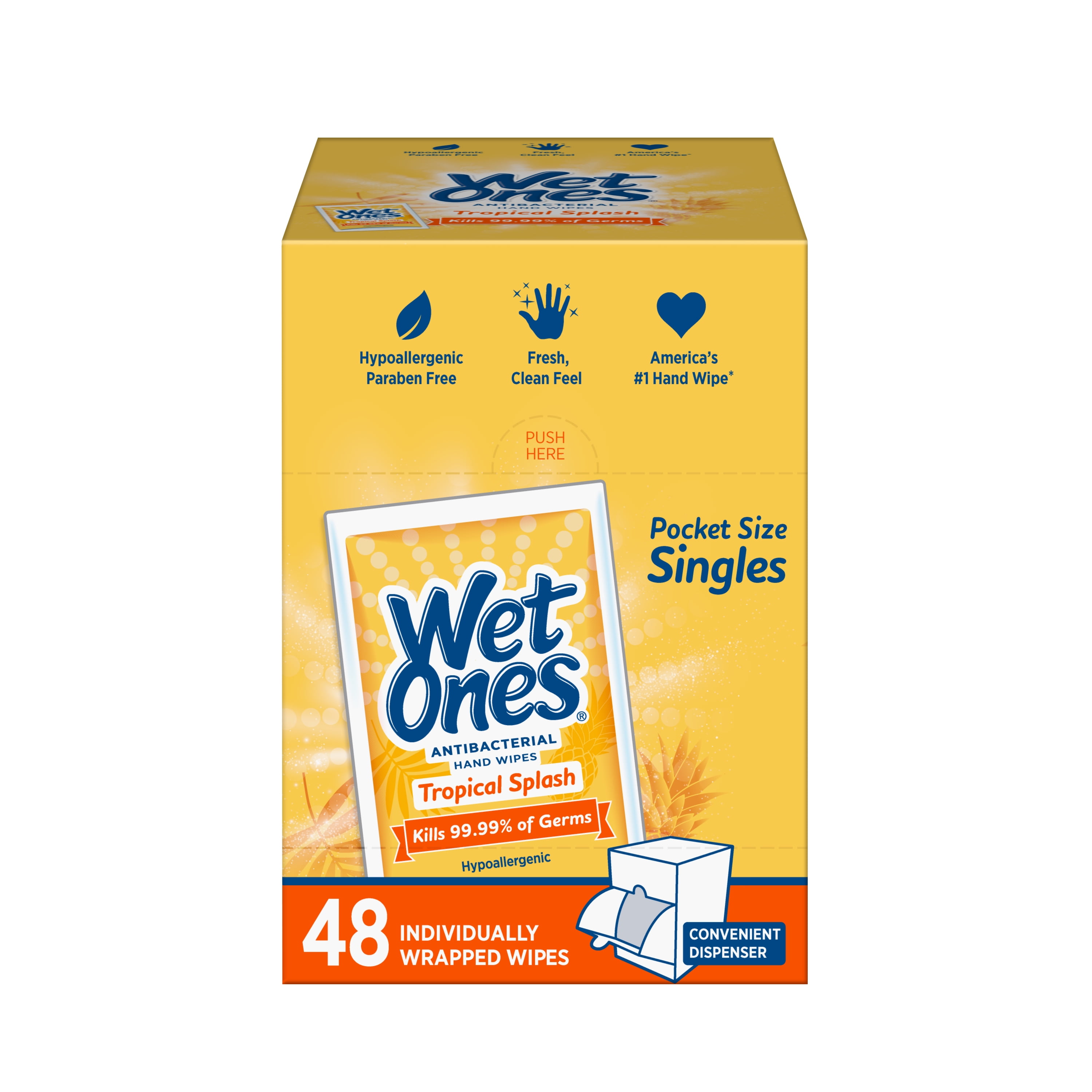 Wet Ones Antibacterial Hand Wipes Singles Dispenser, Tropical Splash