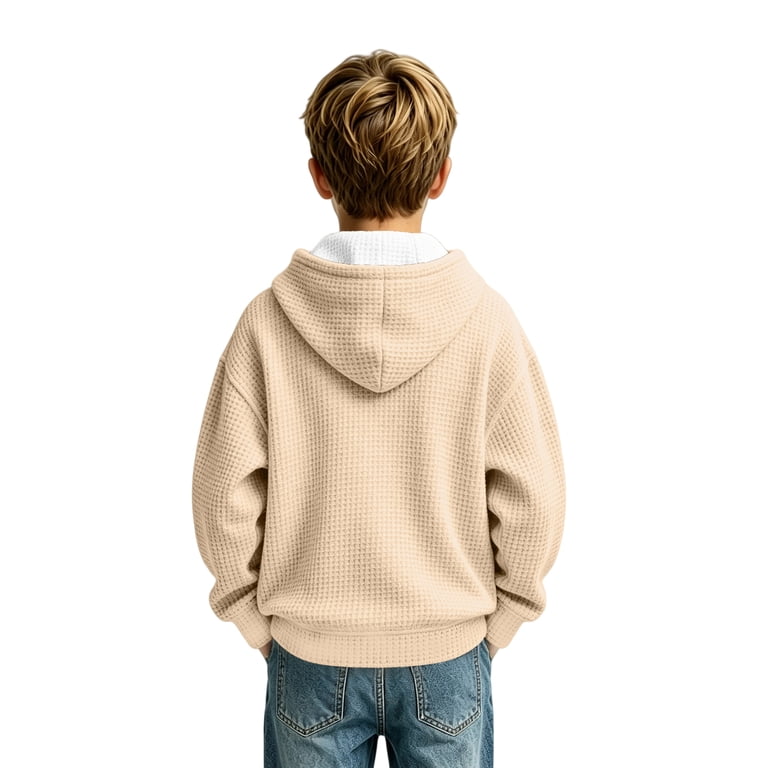 Fall Beck Lumtrix Teen Boys Quarter Zip Hoodie Fall Waffle Knit Hooded Sweatshirt ...