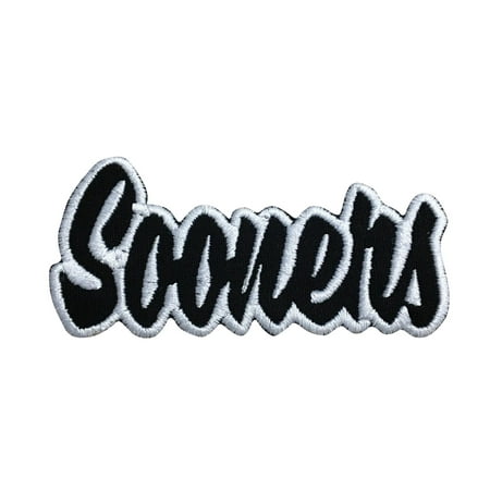 Oklahoma Sooners Ncaa Applique Sooners - Black/White - Team Mascot - Words/Names - Iron on Applique/Embroidered Patch ()