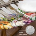 thumbnail image 3 of Fall Pumpkins Leaves Round Tablecloth, Fitted Table Cover with Elastic for 36"-44" Round Tables, Thanksgiving Wildflowers Country Fence Table Cloth Outdoor Indoor Dinning Party Waterproof Tablecloths, 3 of 7