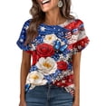 thumbnail image 2 of KDDYLITQ 250th Anniversary Usa Shirts Womens 250th Anniversary Printed Crew Neck Tops Flag Short Sleeve 4th July Clothes Lightweight Workout Blousees Multicolor L, 2 of 5