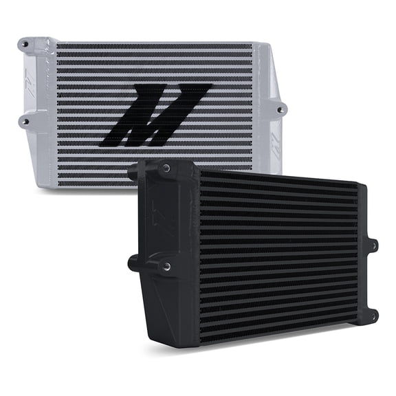 Mishimoto MMOC-OO-10SL Universal Heavy-Duty Bar-and-Plate Oil Cooler, 10" Core, Opposite-Side Outlets, Silver