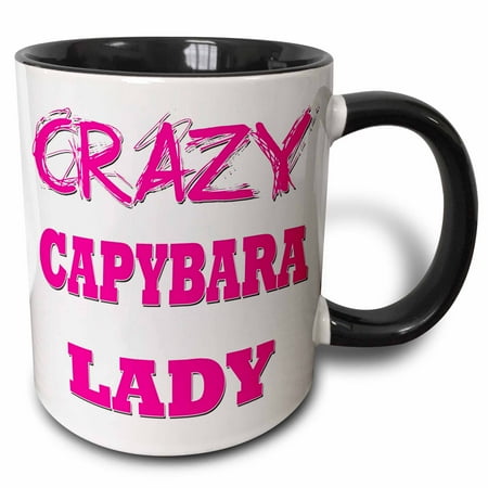 

3dRose Crazy Capybara Lady - Two Tone Black Mug 11-ounce