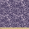 thumbnail image 1 of Abstract Fabric by the Yard, Rhythmic Curling Branches Leaves Ornaments Bicolored Arrangement Print, Upholstery Fabric for Dining Chairs Home Decor Accents, Dark Night Blue by Ambesonne, 1 of 5