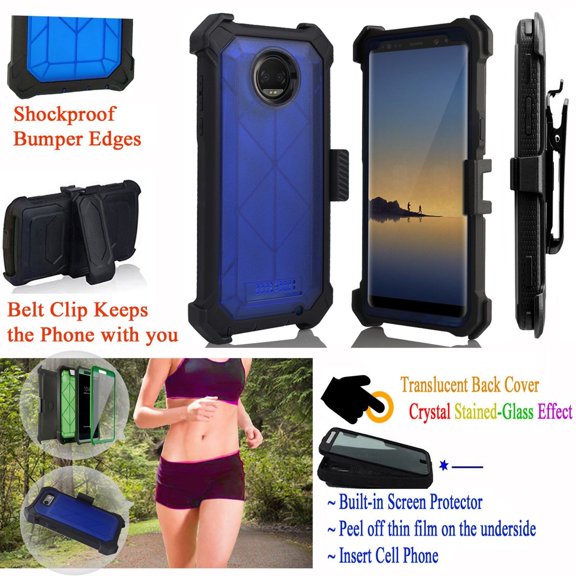 for 5.5" Motorola moto Z2 Play Z2 FORCE Case Phone Case 360° Cover Screen Protector Kick stand Grip Sides Clip Crystal Holster Shock Bumper Blue