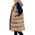 thumbnail image 3 of MAWCLOS Doudoune Sans Manches pour Femmes Gilet à Capuche Veste de Voyage Décontractée Sans Manches Khaki m, 3 of 4