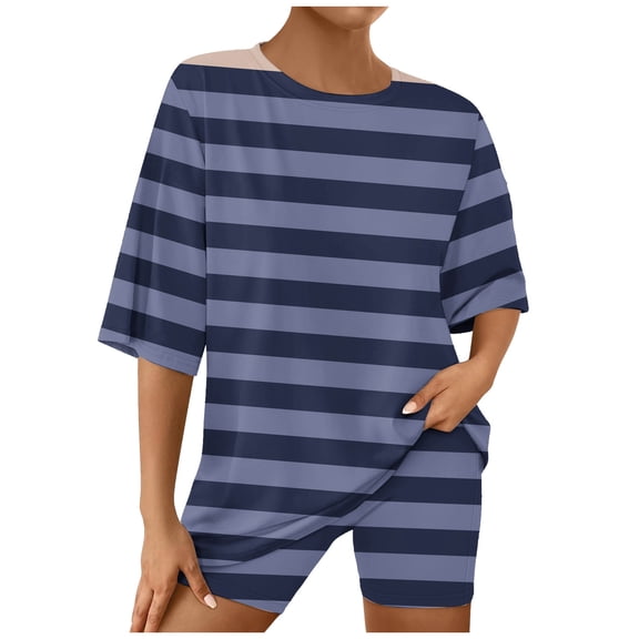 LIaqionyy 2 Piece Outfit Sets for Womens Casual Oversized T Shirt Tops Biker Shorts Workout Sports Sweatsuit