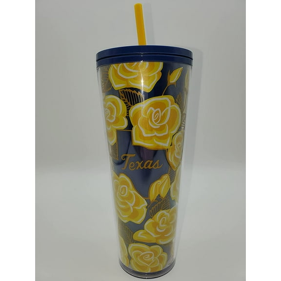 (1 Count) Starbucks Yellow Rose of Texas Plastic 24oz Cold Cup