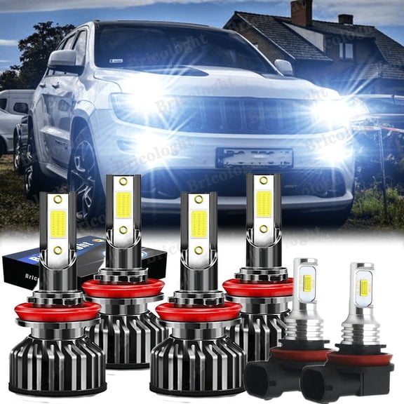 For Jeep Grand Cherokee 2019 2020 2021 6000K LED Headlight Fog Light Bulbs Combo