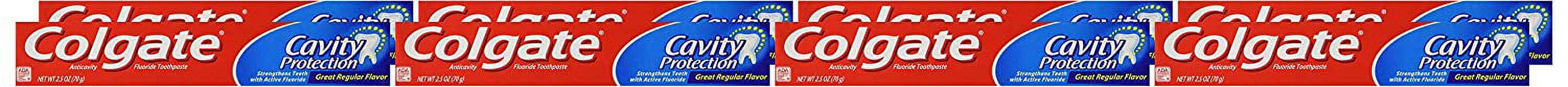 Colgate Cavity Protection Fluoride Toothpaste, Great Regular Flavor, Travel Size (2.5 Ounce 8 Pack)