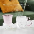 thumbnail image 3 of Taza de café transparente de doble pared con tapa, 473 ml (16 oz), diseño adorable de gato, de vidrio borosilicato con asa rosa., 3 of 8