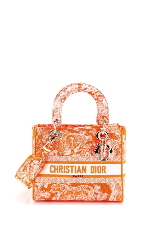 Pre-Owned Dior Toile de Jouy Lady D-Lite Bag Embroidered Canvas By Rebag