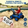 thumbnail image 5 of Ride On Excavator for Kids, 4WD Electric Excavator Toy, 12V Battery Powered Construction Truck Digger with Remote Control, Spring Suspension, MP3 Music for Kids 3-8, Blue, 5 of 7