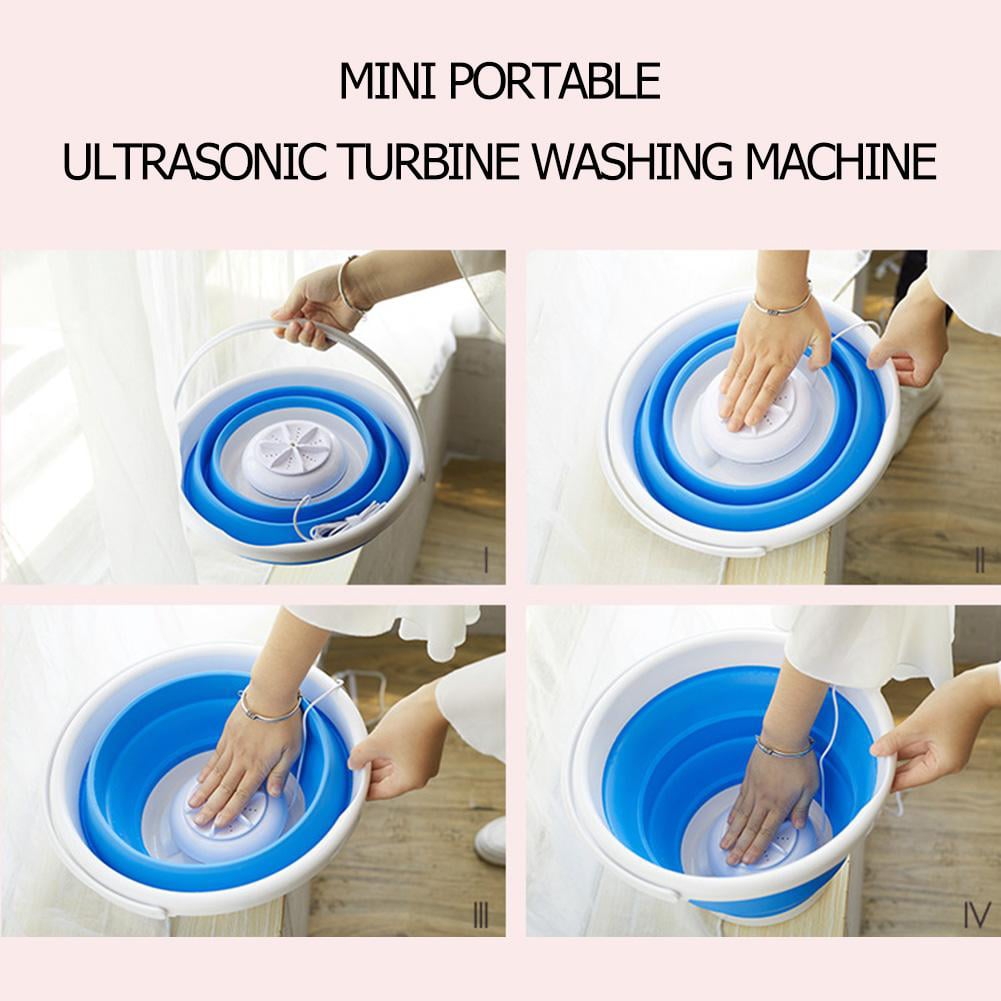 Cy_ Portable Ultrasonic Turbine Washing Machine Foldable Bucket Shape Washer 
