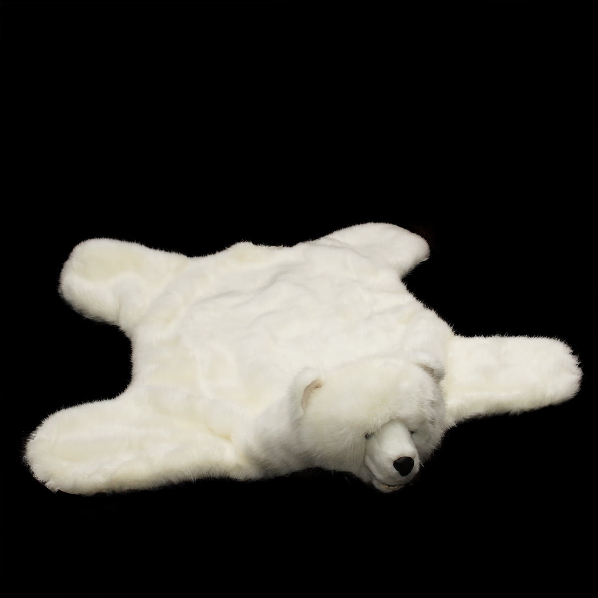 5' Realistic Plush White Diamond Bear Stuffed Animal Rug with Micro