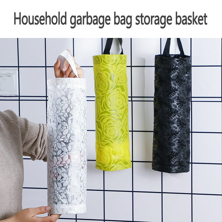 Wovilon Storage Trunk Storage Bags Garbage Bag Storage Bag Kitchen Wall Mounted Plastic Bag Collector Removable Large Capacity Shopping Bag Organizer