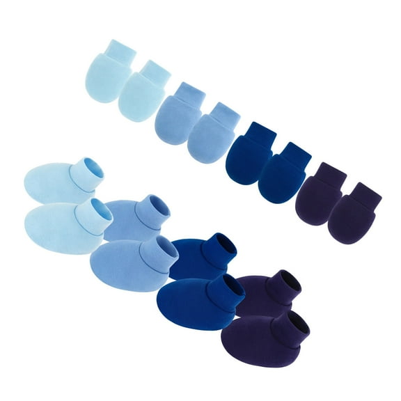 4 Set Soft Cotton Newborns Baby Mittens and Socks Pack Anti Scratch Gloves for Infant Hand and Foot Protections