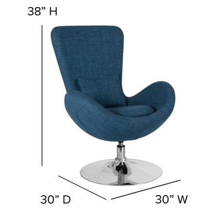 Flash Furniture - Egg Series Side Reception Chair with Bowed Seat - Blue Fabric