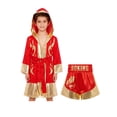 thumbnail image 3 of Haitryli Kids Boys Girls 2pcs Boxing Uniform Robe Shorts Kickboxing Muay Thai Combat Martial Arts Tracksuit Red Gold 14, 3 of 7
