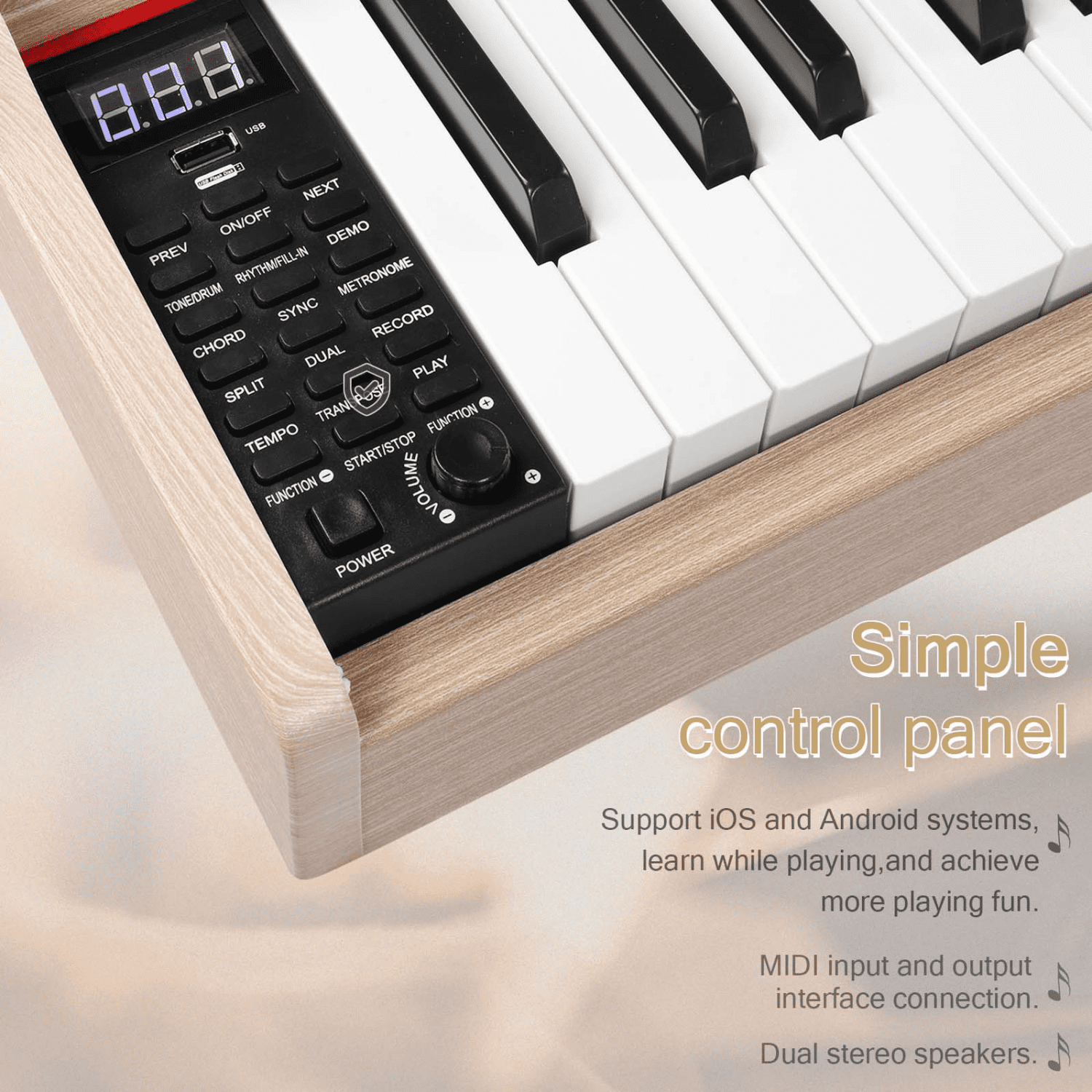 Hassch 88 Keys Full Weighted Digital Piano with Stand for Beginners, Electronic Keyboard with Headphone, Power Adapter, and Triple Pedals, Natural