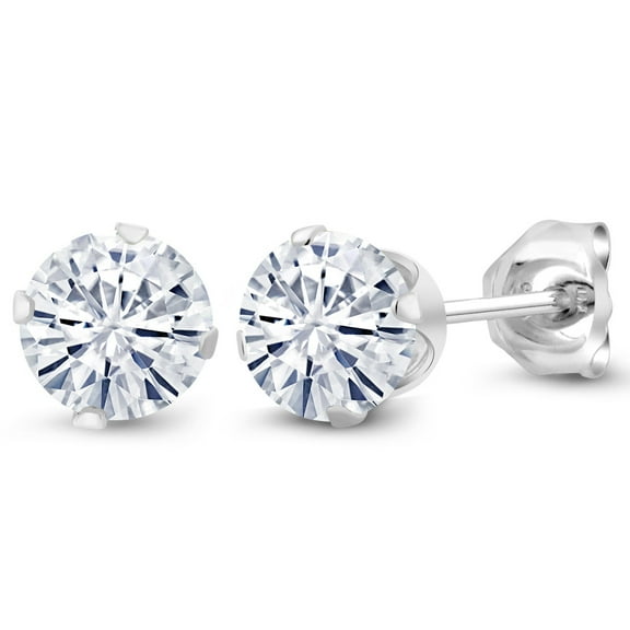 Gem Stone King 925 Sterling Silver Moissanite Stud Earrings for Women Men (1.00 Cttw, Round 5MM)