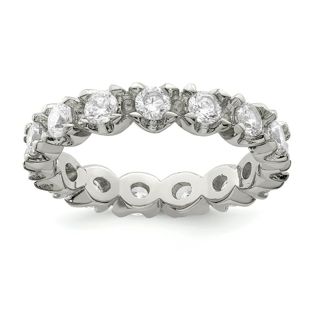 925 Sterling Silver Cubic Zirconia Cz Eternity Ring Wedding Engagement Set