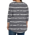 thumbnail image 4 of Scyoekwg Plus Size 3/4 Sleeve Tops for Women Crew Neck Three Quarter Sleeves Tunic Shirt Striped Print Lightweight Ladies Blouses Trendy Casual Comfy Loose Blouses (Gray,L), 4 of 6