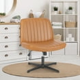 thumbnail image 3 of CONCETTA Comfortable Armless Office Chair Adjustable Height, Perfect for Home Workstation, PU+PVC - Brown, 3 of 8