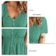 thumbnail image 5 of Vestido con botones delanteros y cuello en V, vestido delantero con botones de cintura alta y manga corta para mujer, primavera, verano, verde lago, XXL, 5 of 6