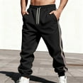 thumbnail image 2 of USNSM Men's Sweat Pants Loose Fit Joggers Casual Striped Pant Elastic Waist Sweatpants Drawstring Pockets Elastic Trousers Black M, 2 of 9