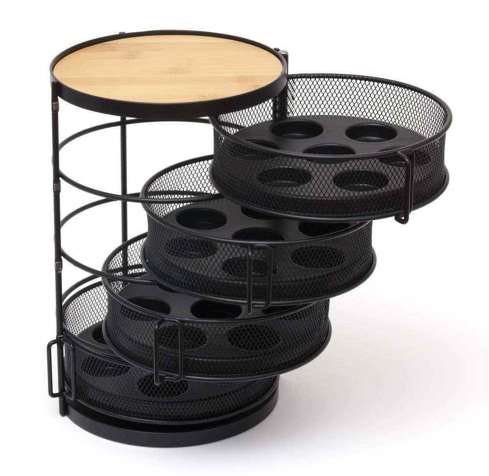 4 Tier Round Coffee Pod Tower with Swing Out Drawers and Tray Walmart