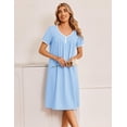 thumbnail image 3 of Ekouaer Cotton Nightgowns for Women Short Sleeve Night Gown V Neck Sleep Shirt Button Nightshirt Soft House Dress, 3 of 6