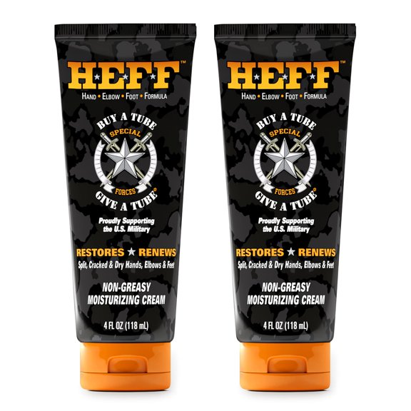 HEFF Loción hidratante para manos, codos y pies, 4 oz. Paquete de 2 - Para piel seca y escamosa Alivio para la piel seca sin parabenos negro