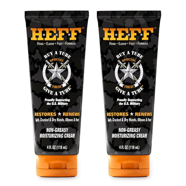 HEFF Loción hidratante para manos, codos y pies, 4 oz. Paquete de 2 - Para piel seca y escamosa Alivio para la piel seca sin parabenos negro