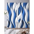 thumbnail image 3 of Blue White Moire Sheer Curtains 96 Inch Length 2 Panels Set - Light Filtering Window Treatments, Modern Abstract Art Rod Pocket Semi Curtains for Living Room/Bedroom/Kitchen Décor, 104"W x 96"L, 3 of 7