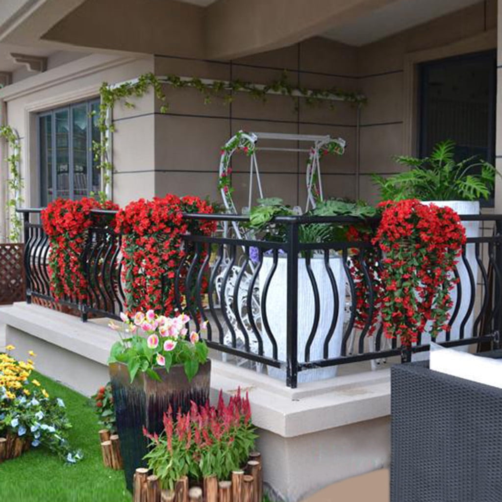 Fake Flowers, Faux Hanging Plants Outdoors, Silk Flowers for Home Decor Indoor Summer Porch Patio Garden Wall (Pink/1 Pcs) 33.46Inches