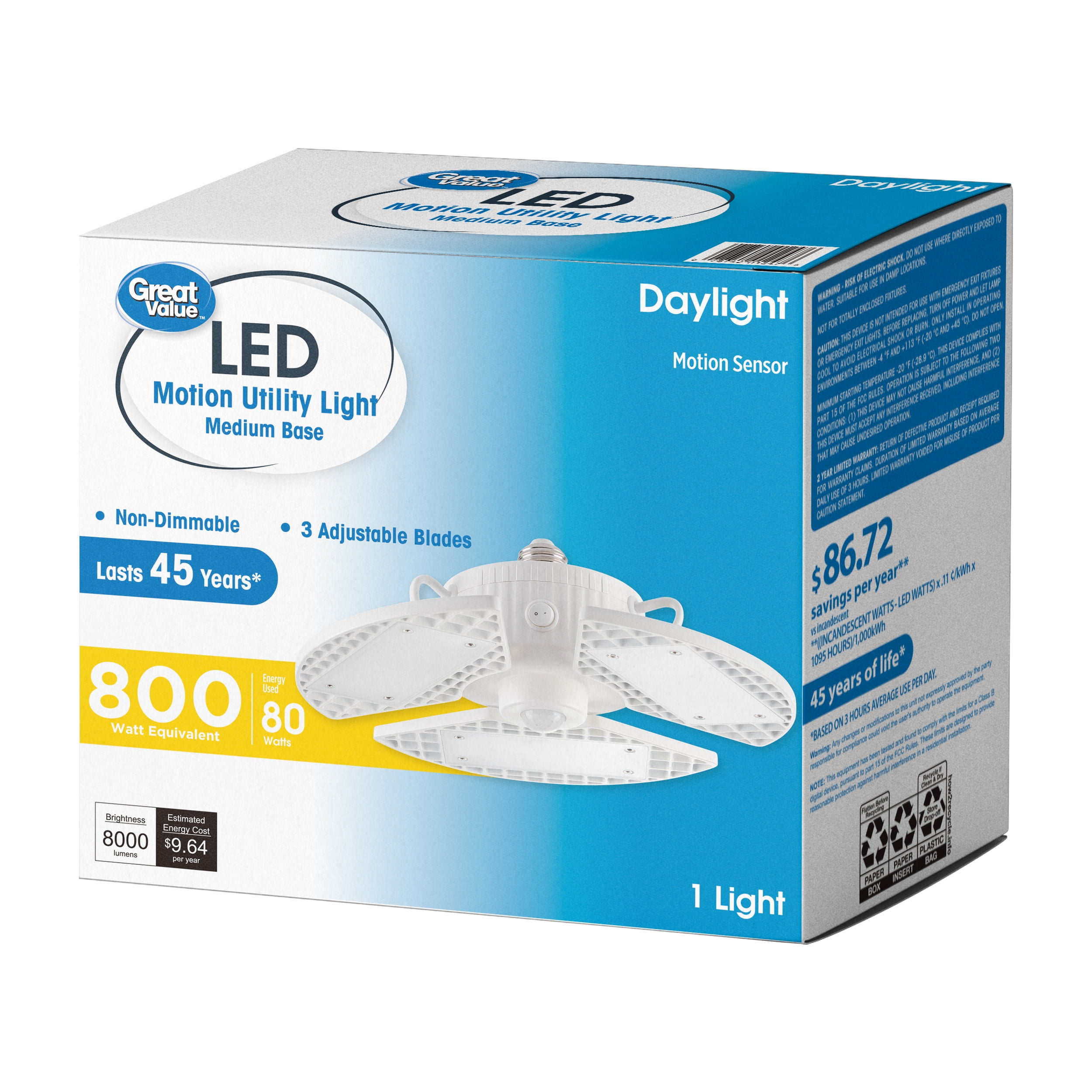 Great Value LED Daylight Garage Light, 80-Watt (8000-Lumen