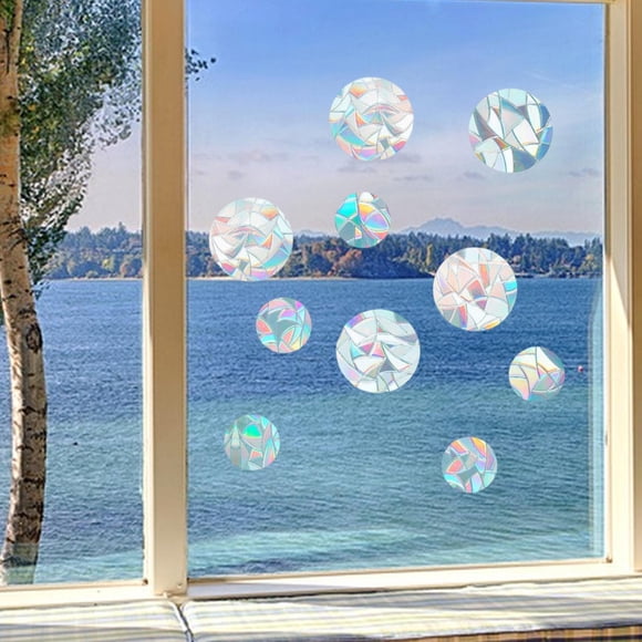 Rainbow Window Mirror Stickers, Window Clings para Bird Strikes Anti Collision Window Calcomanías para Party Office Study Room Glass Window Stickers 10 piezas redondas perfecl Se aferra a la ventana